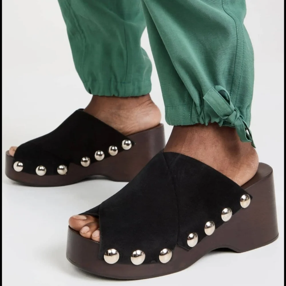 Ganni Retro Leather Platform Clogs Mules Sandals Black like new - Picture 6 of 8